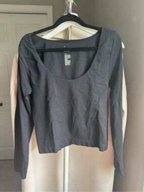 a new day Black Long-Sleeve Scoop Neck Top